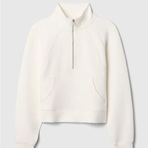 Women's White Half-Zip Scuba pullover sweatshirt